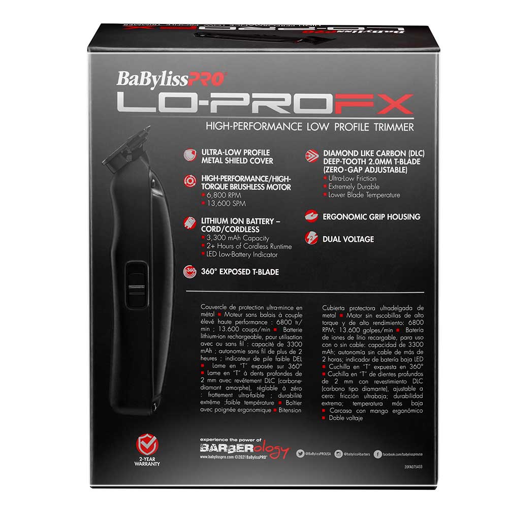 BaBylissPRO Lo-ProFX Trimmer -Black Cord/Cordless - Image 5