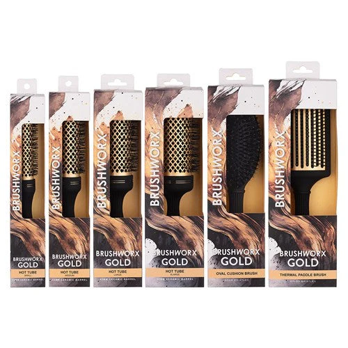 Brushworx Gold Ceramic Hot Tube Brush - 43mm Large - Image 3