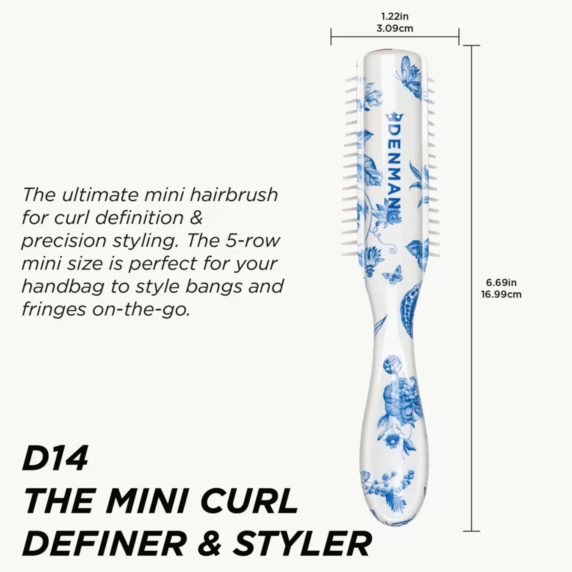 Denman D14 5 Row Mini Styler Brush - Blue Belle - Image 4