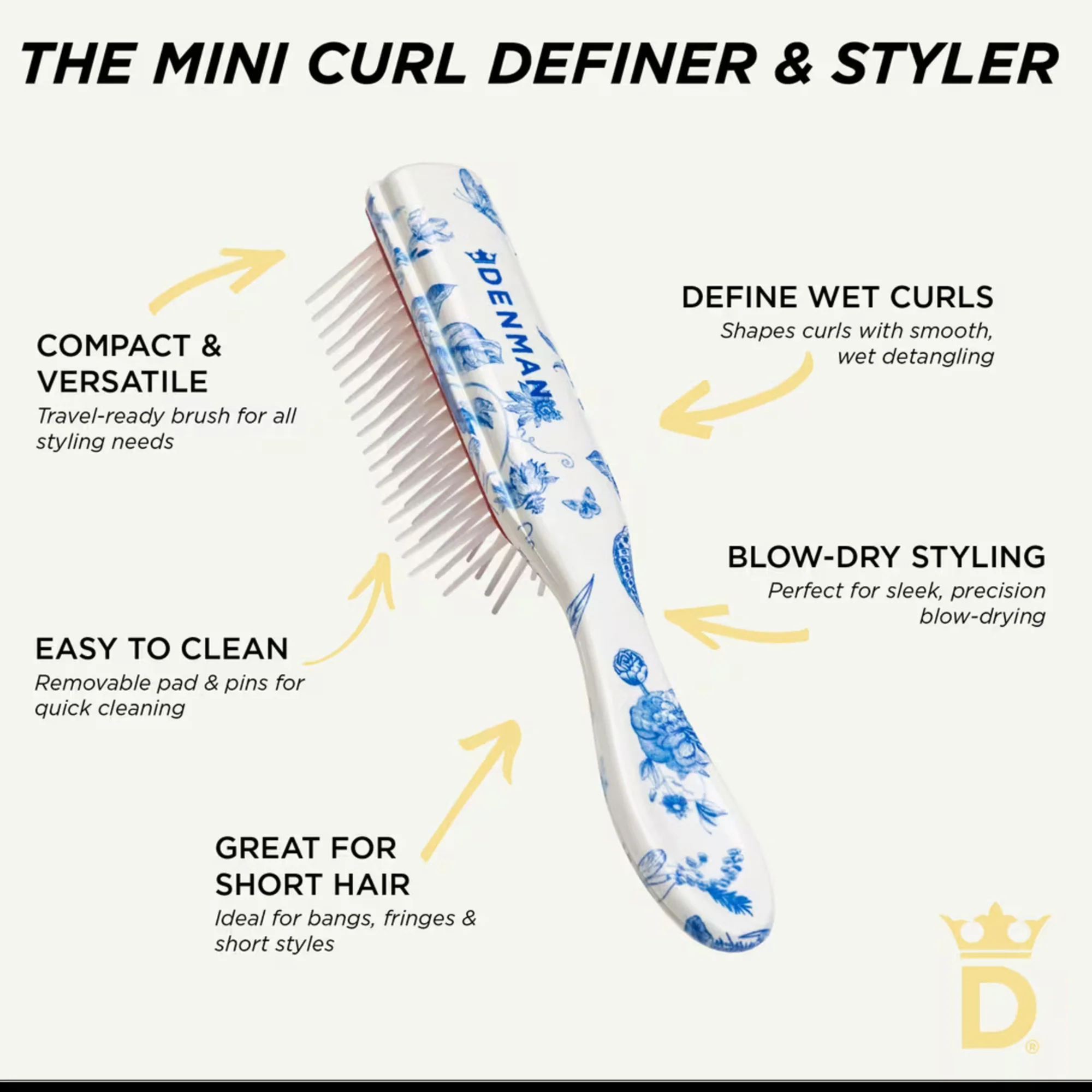 Denman D14 5 Row Mini Styler Brush - Blue Belle - Image 5