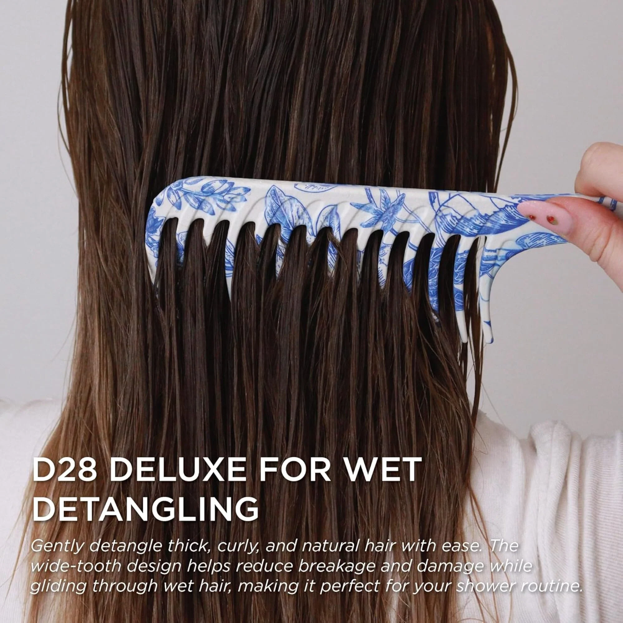 Denman D28 Deluxe Wide Tooth Detangling Comb - Blue Belle - Image 7