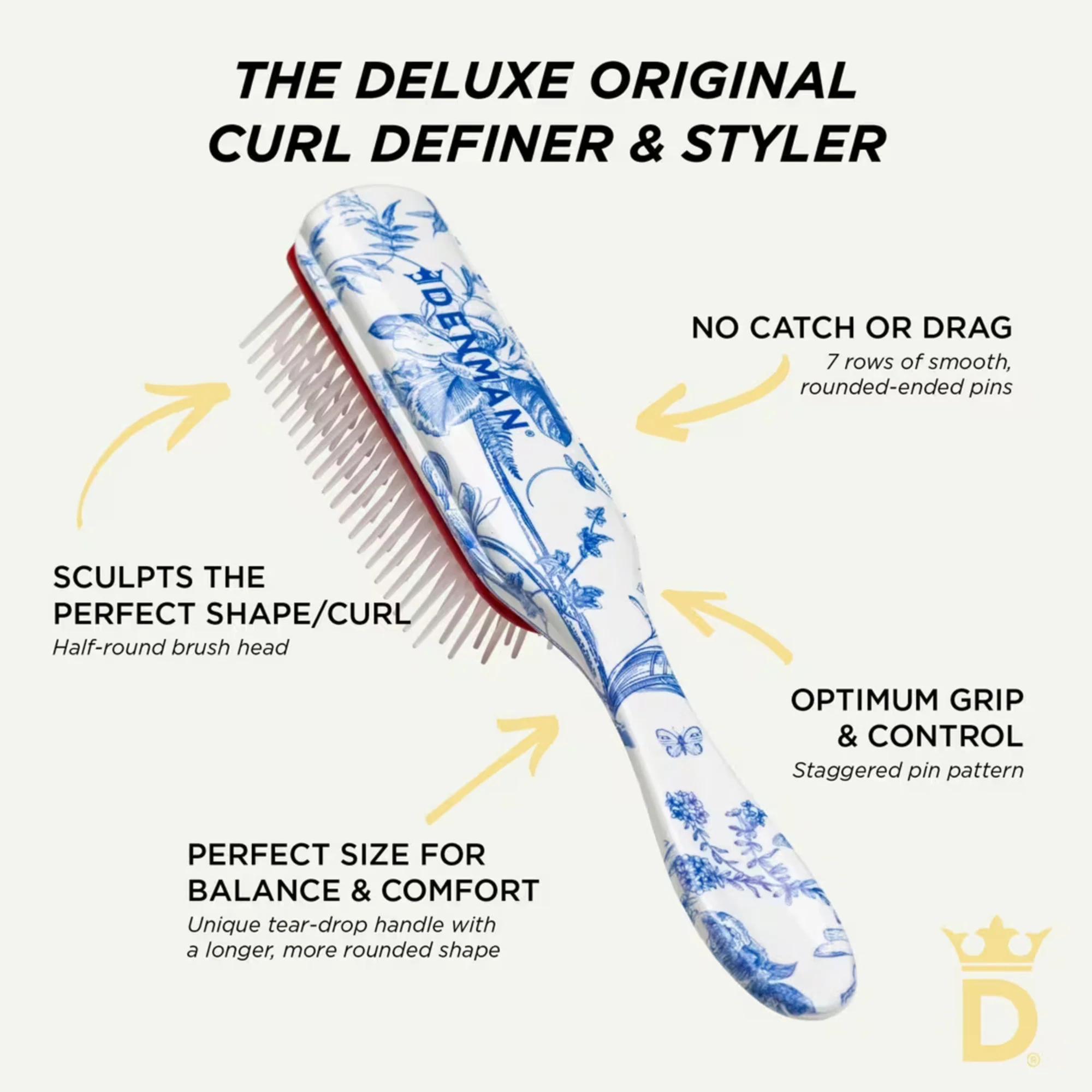 Denman D3 7 Row Styler Brush - Blue Belle - Image 4