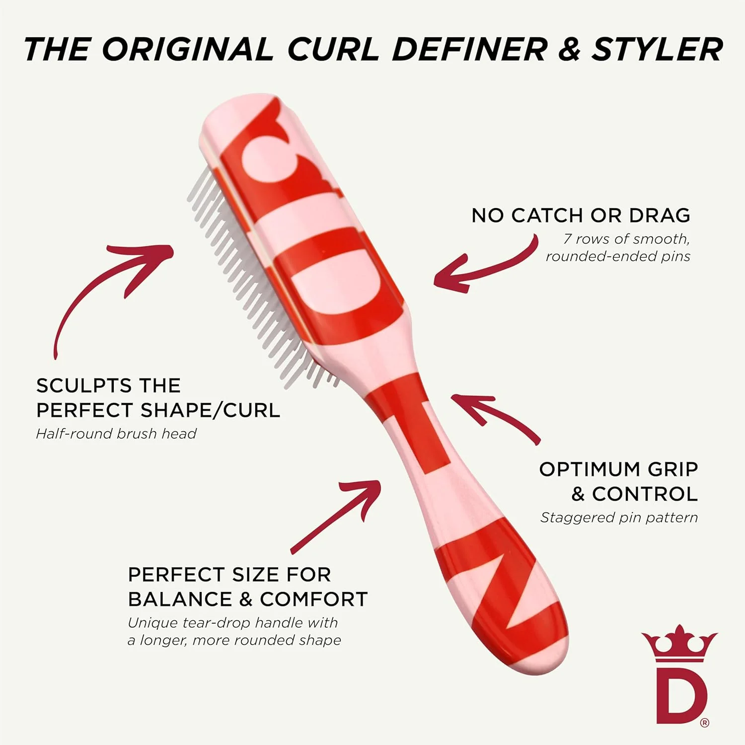 Denman D3 Pink 7 Row Styler Brush - Image 7