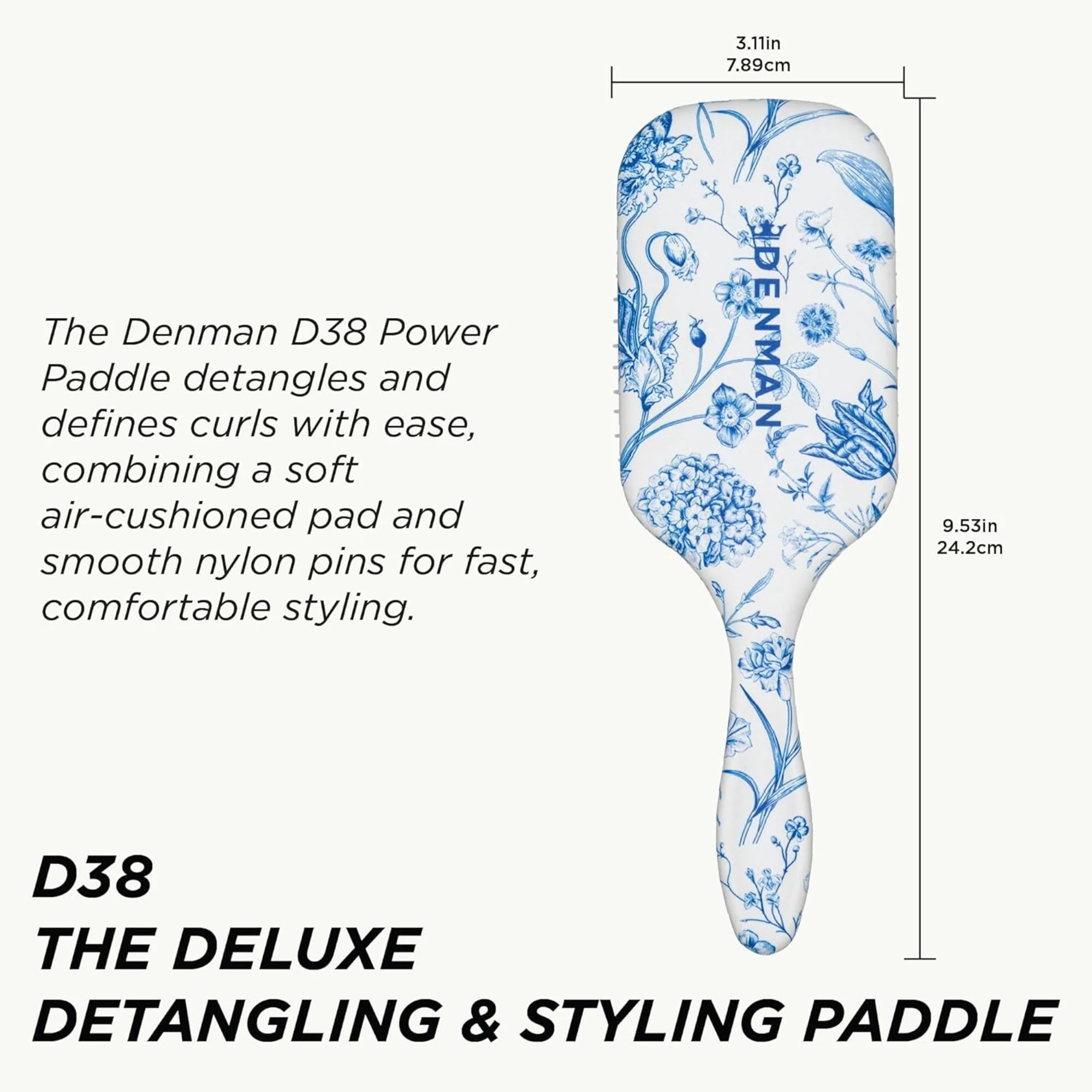 Denman D38 Power Paddle Brush - Blue Belle - Image 5