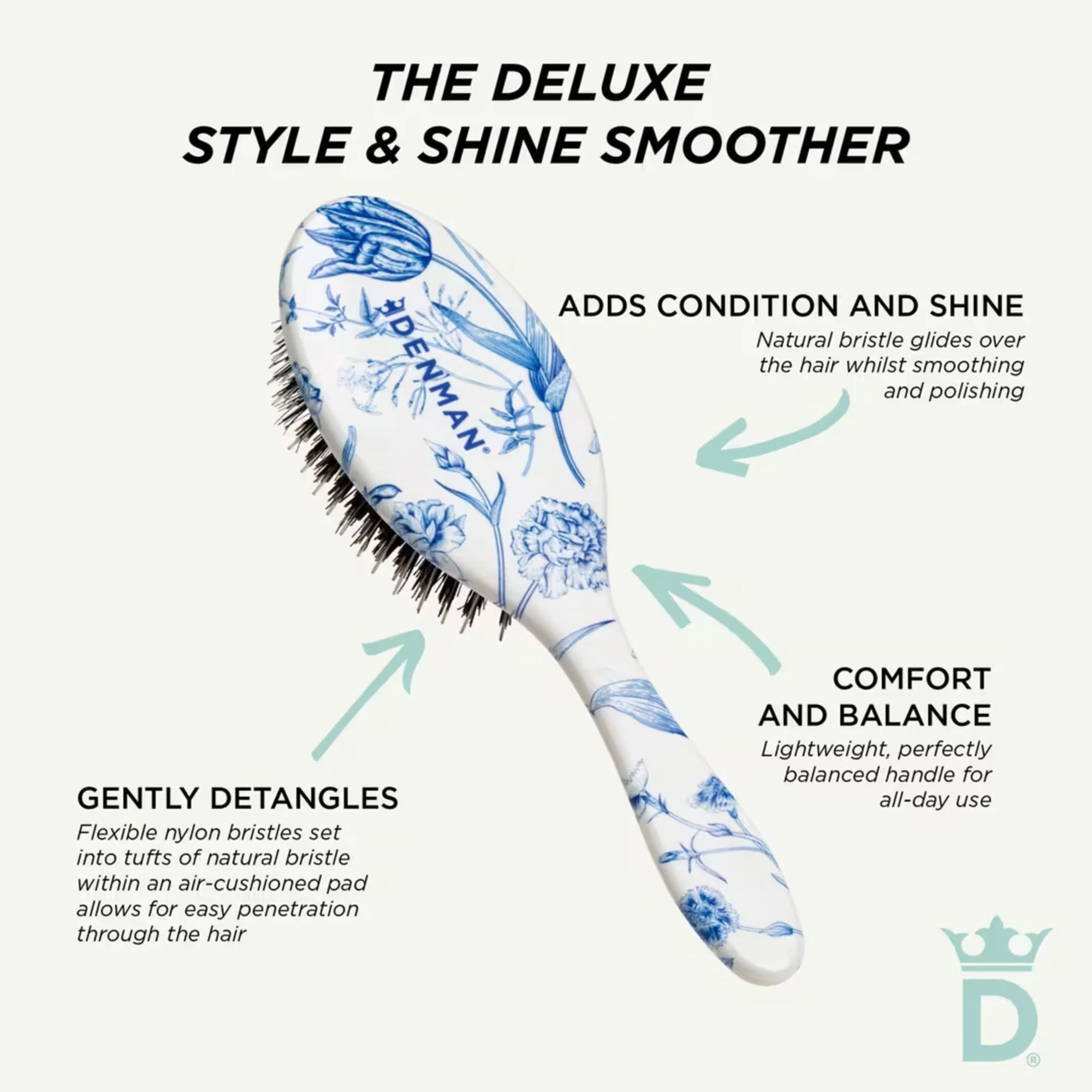 Denman D81M Style & Shine Brush - Blue Belle - Image 4
