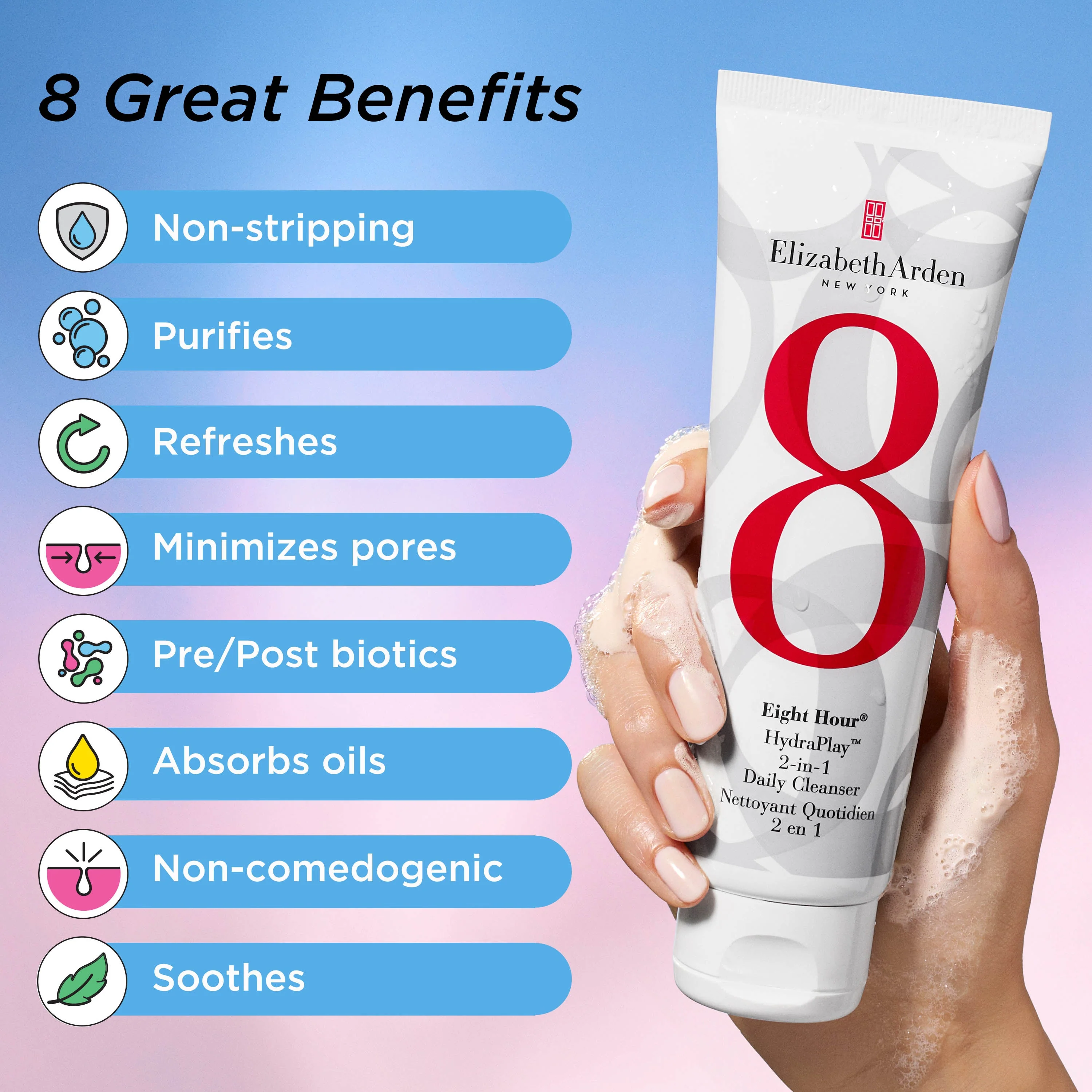 Elizabeth Arden Eight Hour HydraPlay 2-in-1 Daily Cleanser 125ml - Image 11