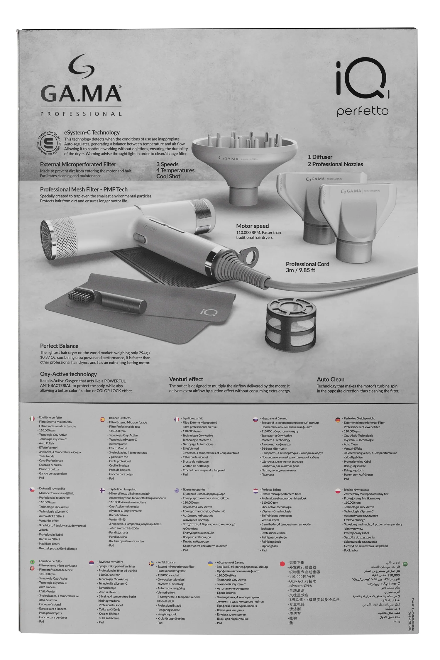 Gama Professional IQ1 Perfetto Pro Dryer - Silver - Image 13