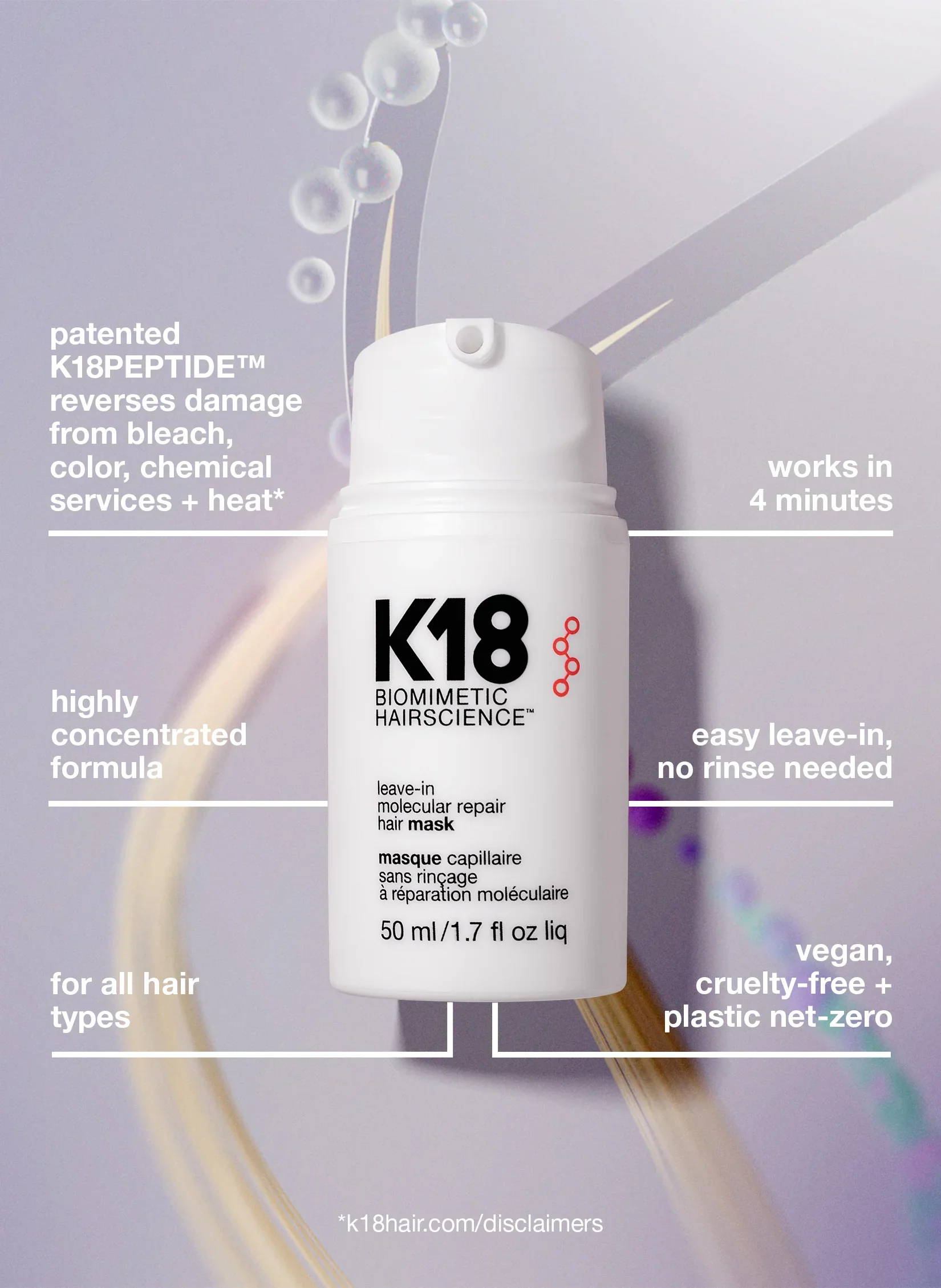 K18 Leave-In Molecular Repair Mask 50ml - Image 2