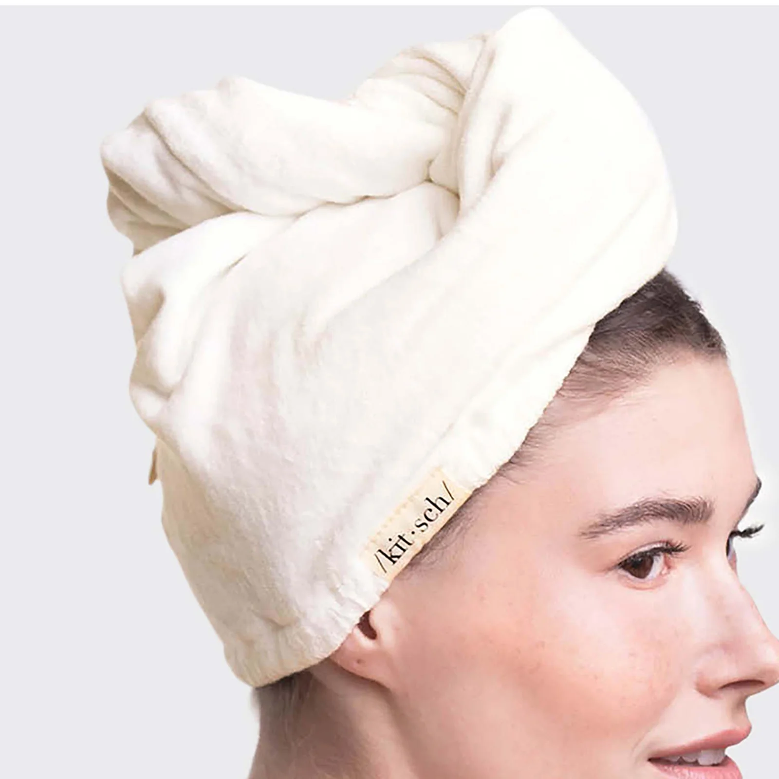 Kitsch Eco-Friendly Hair Towel Turban - Ivory - Image 3