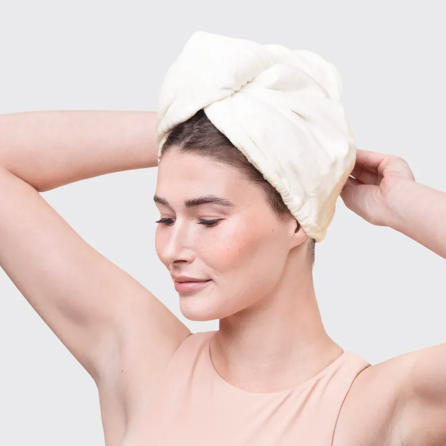 Kitsch Eco-Friendly Hair Towel Turban - Ivory - Image 4