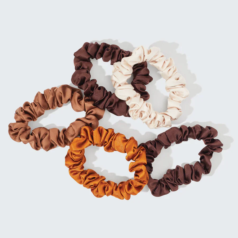 Kitsch Ruched Satin Scrunchies 5pc Set - Sedona - Image 3