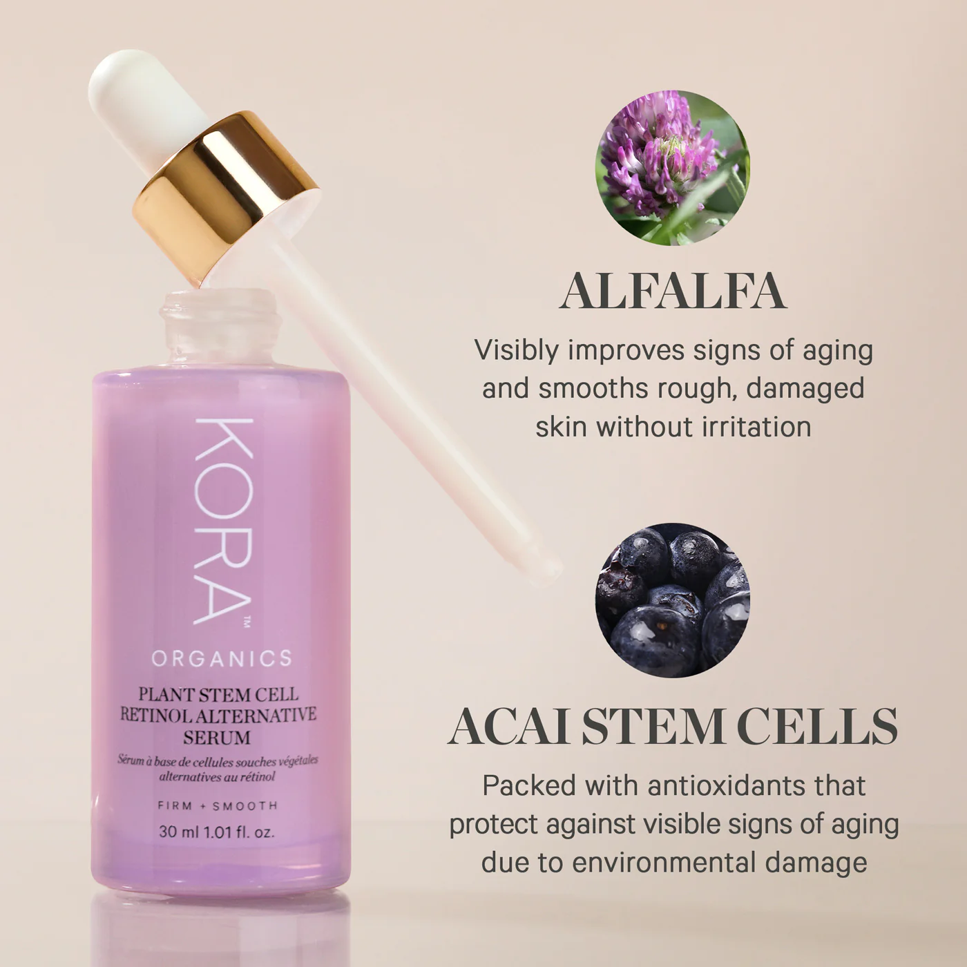 KORA Organics Plant Stem Cell Retinol Alternative Serum 30ml - Image 3