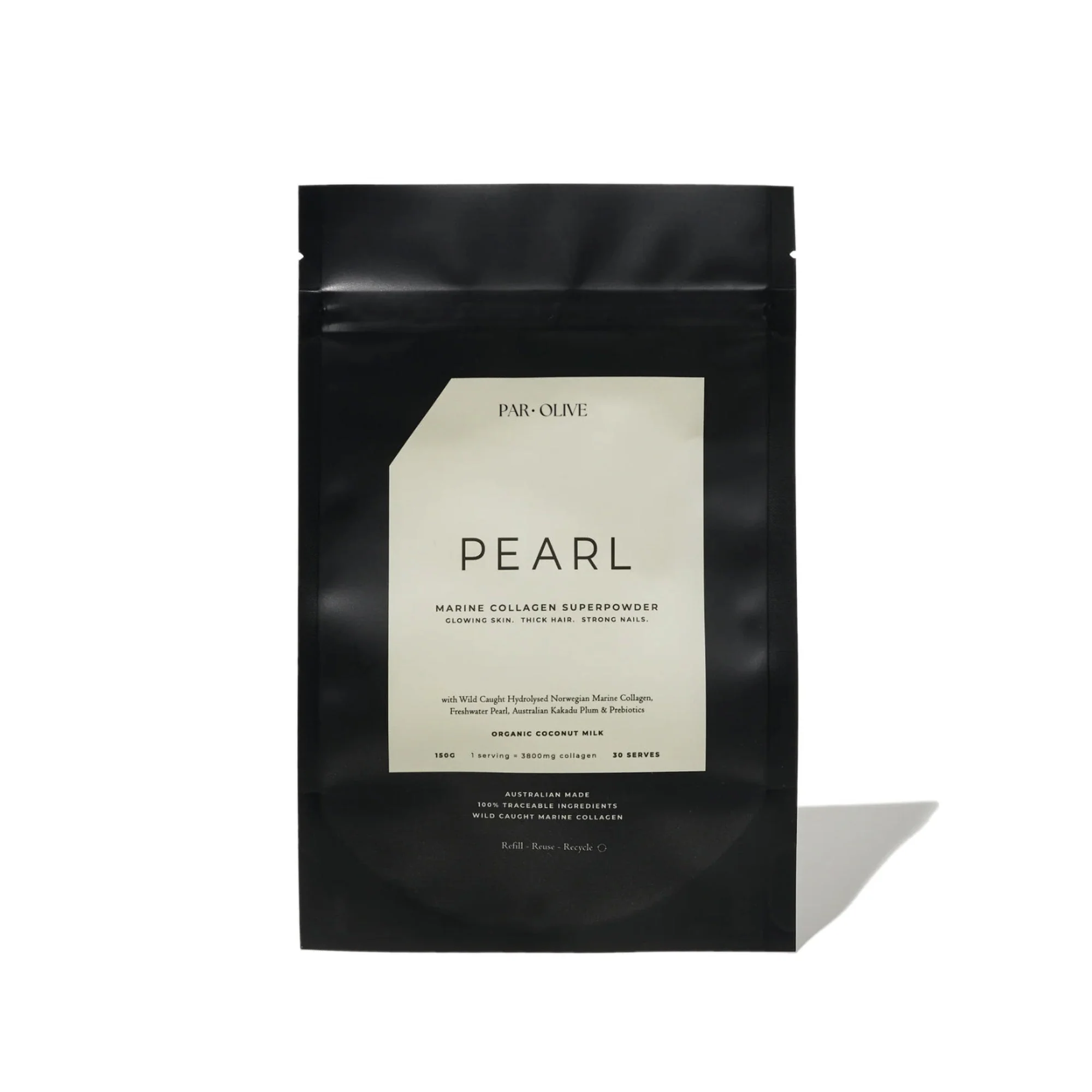 Par Olive PEARL Marine Collagen Superpowder Refill Pouch - Organic Coconut 150g