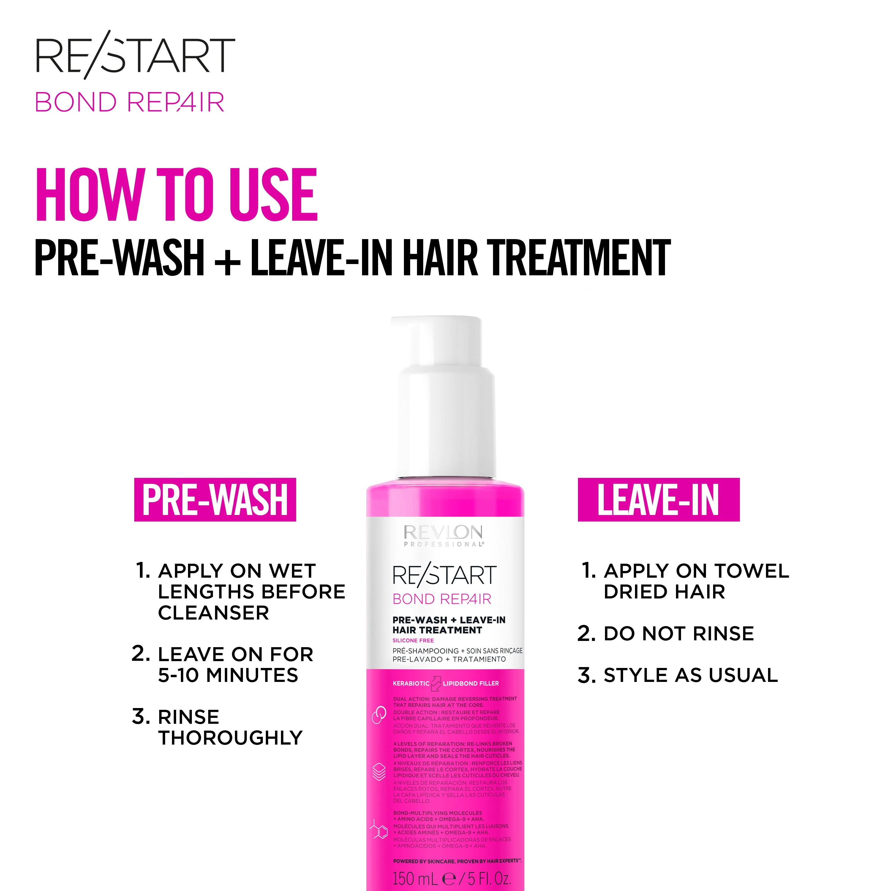 Revlon Professional Re/Start Bond Repair Pre-Wash and Leave-In Hair Treatment 150ml - Image 6