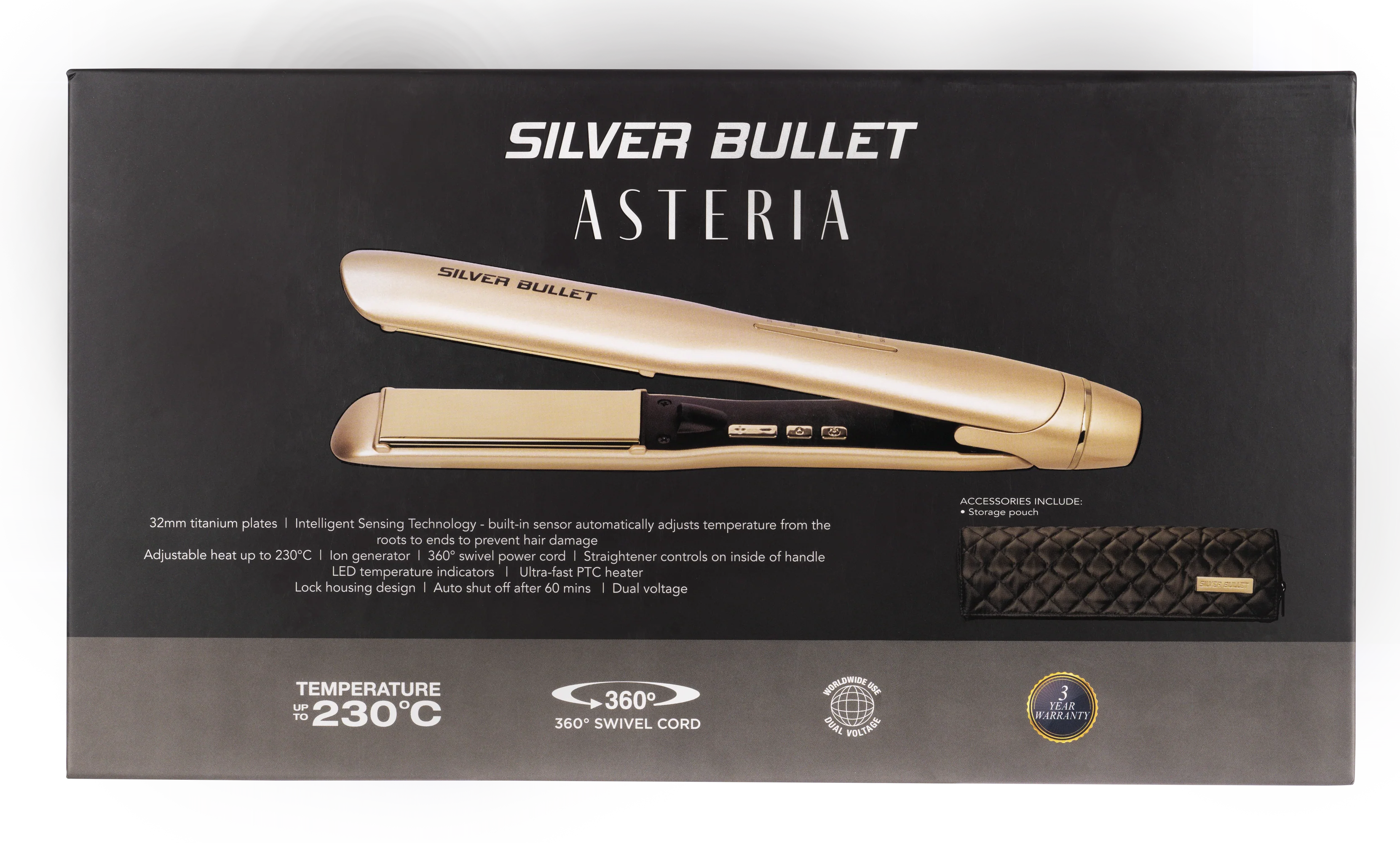 Silver Bullet Asteria Ionic Titanium 32mm Hair Straightener - Champagne - Image 5