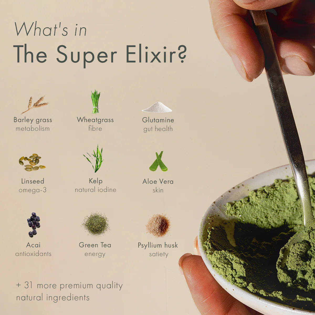 WelleCo The Super Elixir Greens Jar 300g - Image 5