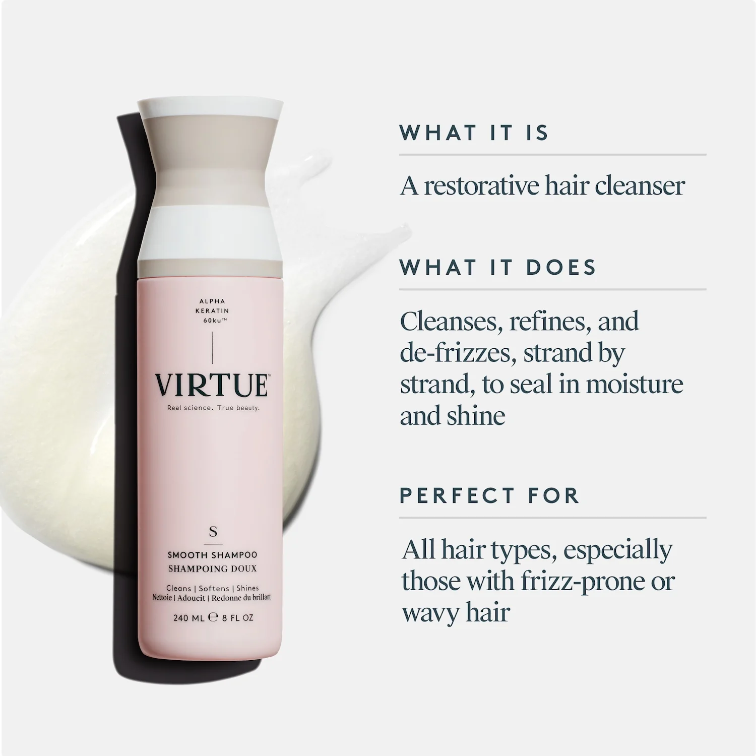 Virtue Smooth Shampoo 240ml - Image 3